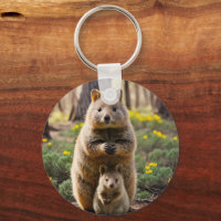 Mother And Baby Quokka, Keyring