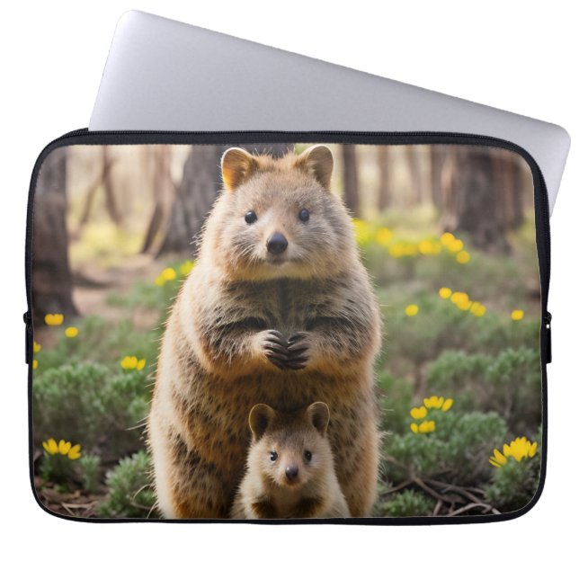 Mother And Baby Quokka, Laptop Sleeve (Front)