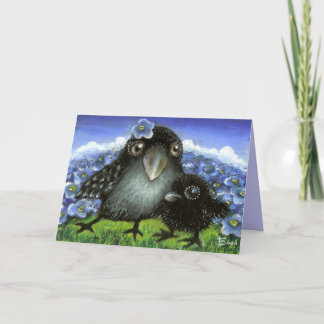 Mother and baby raven card