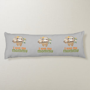 Mother and Baby Sloths Hanging on a Branch I love Body Cushion