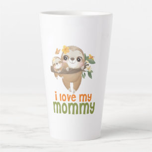 Mother and Baby Sloths Hanging on a Branch I love Latte Mug