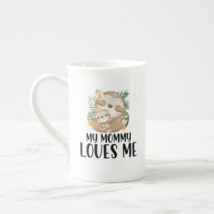 Mother and Baby Sloths My Mummy Loves Me Tropical Bone China Mug