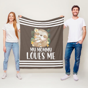 Mother and Baby Sloths My Mummy Loves Me Tropical Fleece Blanket
