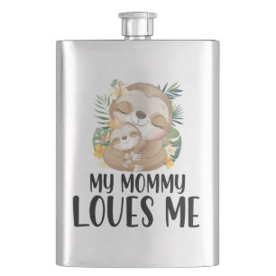 Mother and Baby Sloths My Mummy Loves Me Tropical Hip Flask