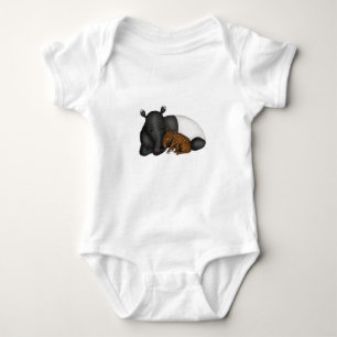 Mother and baby tapir baby one-piece bodysuit