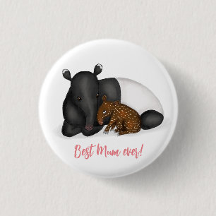 Mother and baby tapir 'Best mom ever' badge