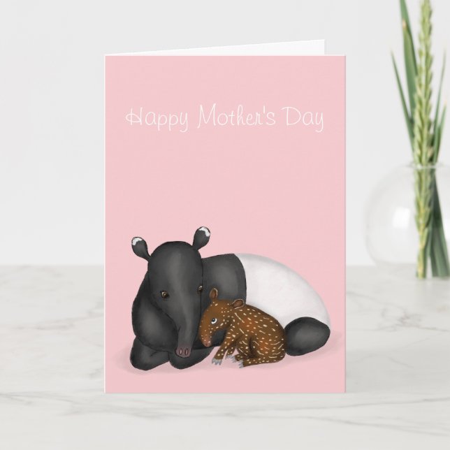 Mother and baby tapir Mother's Day card (Front)