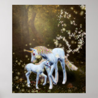 Mother and Baby Unicorn Poster