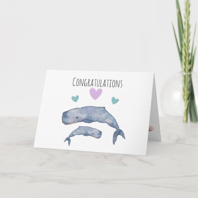 Mother and Baby Whale Congratulations Card (Front)