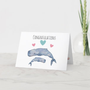 Mother and Baby Whale Congratulations Card