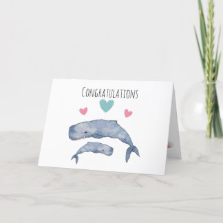Mother and Baby Whale Congratulations Card