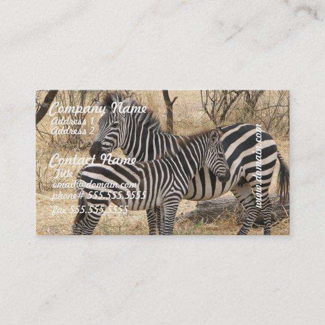 Mother and Baby Zebra Business Cards (Front)