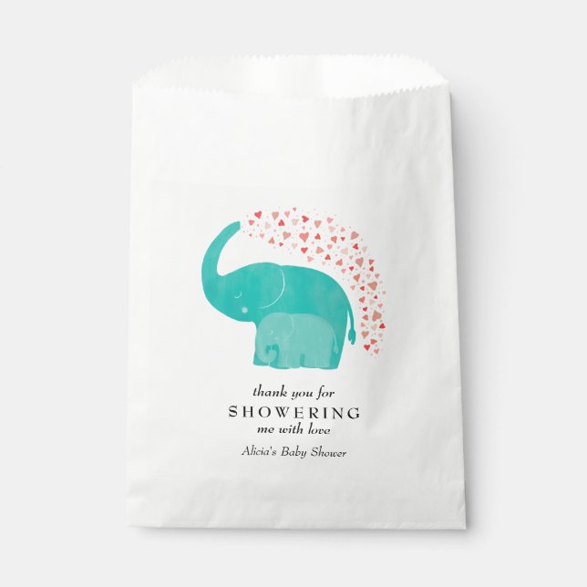 Mother and Calf Elephant Baby Shower Favour Bags (Front)