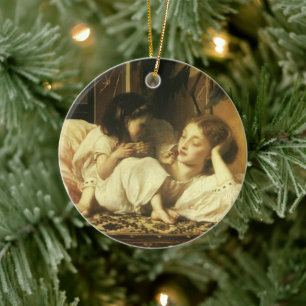Mother and Child (aka Cherries) by Lord Leighton Ceramic Tree Decoration