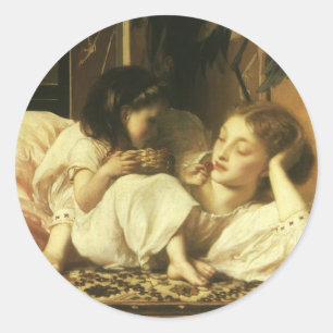 Mother and Child (aka Cherries) by Lord Leighton Classic Round Sticker