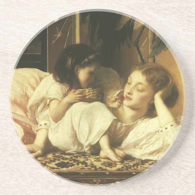 Mother and Child (aka Cherries) by Lord Leighton Coaster (Front)