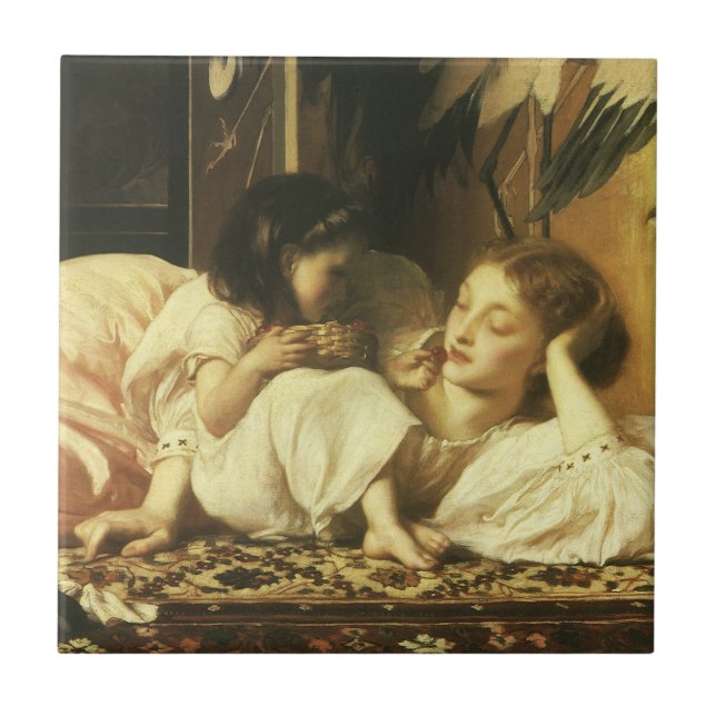 Mother and Child (aka Cherries) by Lord Leighton Tile (Front)