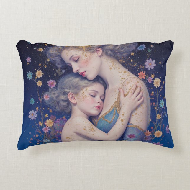Mother and Child Art Accent Pillow (Front)