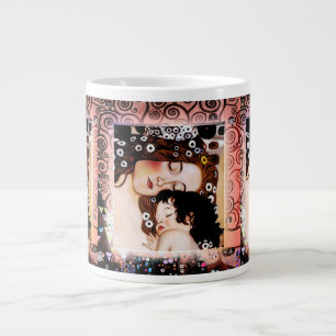 Mother and Child by Gustav Klimt Collage Large Coffee Mug