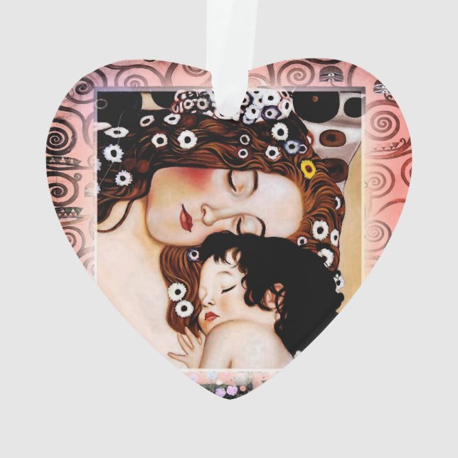 Mother and Child by Gustav Klimt Collage Ornament (Back)