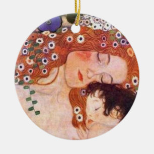 Mother and Child by Klimt Ceramic Tree Decoration