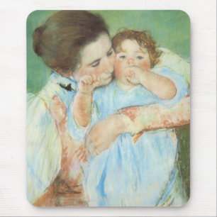Mother and Child by Mary Cassatt, Vintage Fine Art Mouse Mat