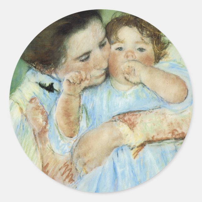 Mother and Child Classic Round Sticker (Front)