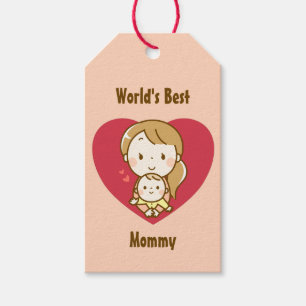 Mother and child cute kawaii cartoon mother's day  gift tags