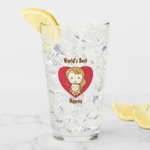 Mother and child cute kawaii cartoon mother's day  glass