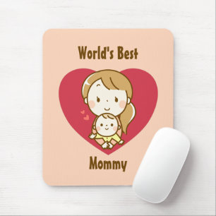 Mother and child cute kawaii cartoon mother's day mouse mat