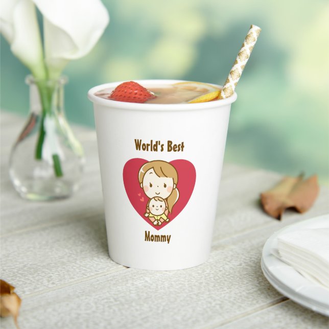 Mother and child cute kawaii cartoon mother's day  paper cups (Insitu)