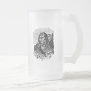 Mother and Child Frosted Glass Beer Mug
