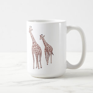 Mother and child giraffes drawing custom mugs