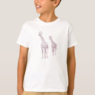 Mother and child Giraffes outline TShirts