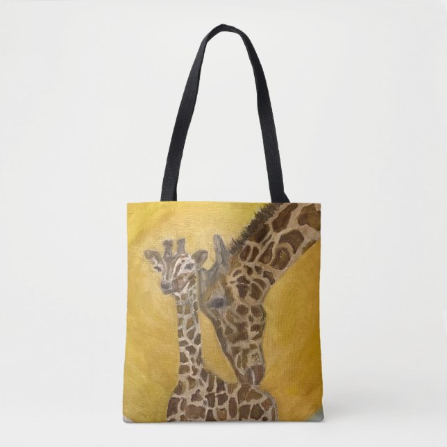 Mother and Child Giraffes Tote Bag (Front)