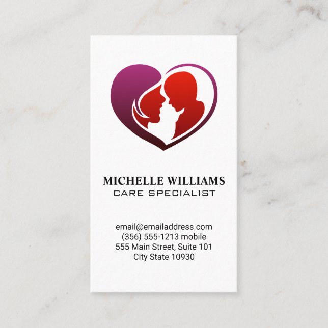 Mother and Child Heart Logo Business Card (Front)