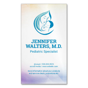 Mother and Child Illustrative Logo Magnetic Business Card