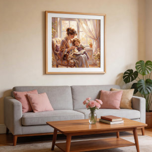 Mother and Child Impressionist Style Poster
