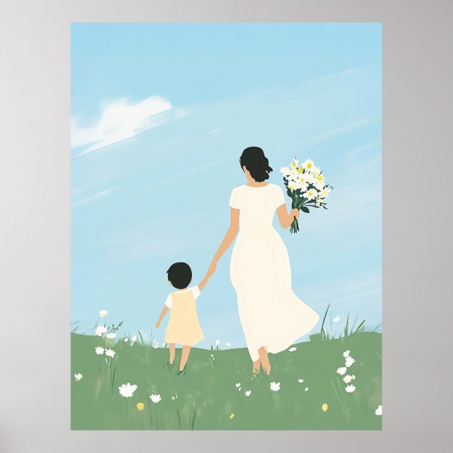 Mother and Child in a Blooming Meadow Poster (Front)