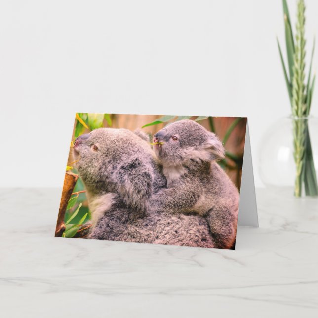 Mother and Child Koala Bear Folded Greeting Card (Front)