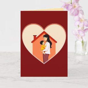 Mother and Child Love Illustration – Warm Family Card