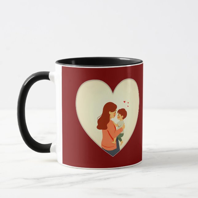 Mother and Child Love Illustration – Warm Family Mug (Left)