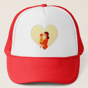 Mother and Child Love Illustration – Warm Family Trucker Hat
