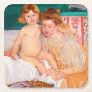 Mother and Child, Mary Cassatt Square Paper Coaster