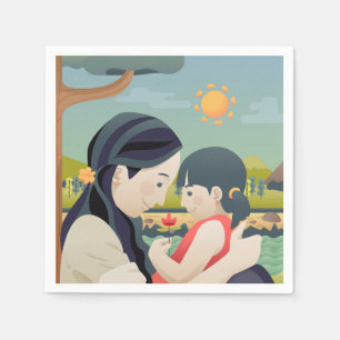 Mother and  Child Mother's Day   Napkin