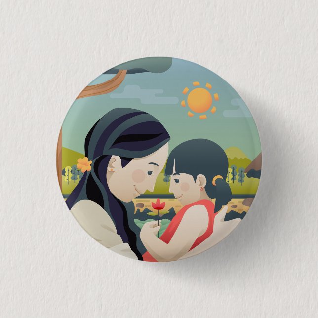 Mother and  Child Mother's Day | Pin Button (Front)