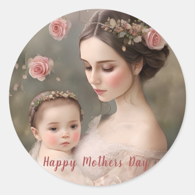 Mother and Child Mothers Day Sticker (Front)