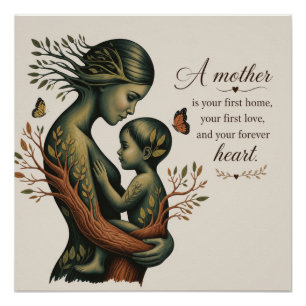 Mother and Child Nature Art Print, Poster