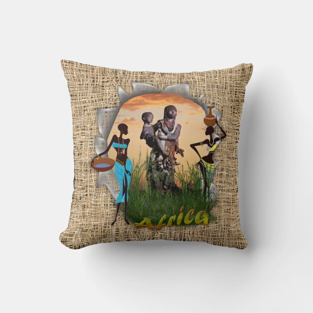 Mother and child of Africa Cushion (Front)