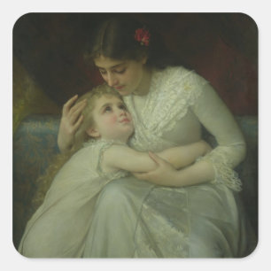 Mother and Child (oil on canvas) Square Sticker